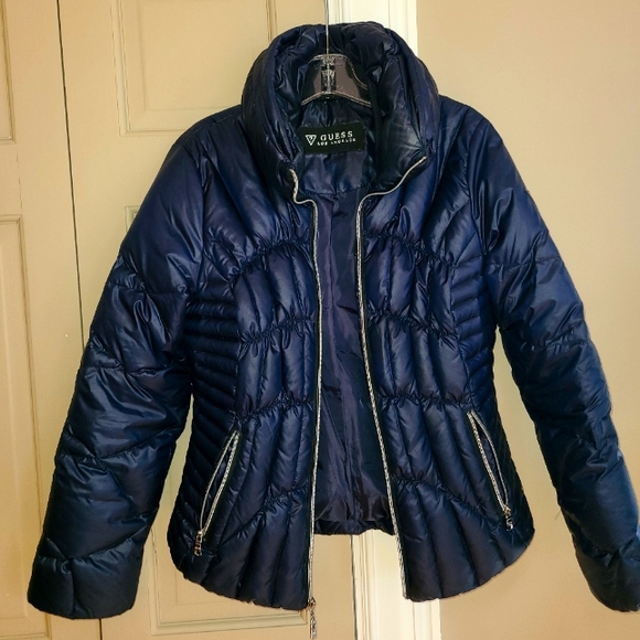 GUESS LOS ANGELES DOWN PUFFER JACKET NAVY BLUE - Picture 1 of 11
